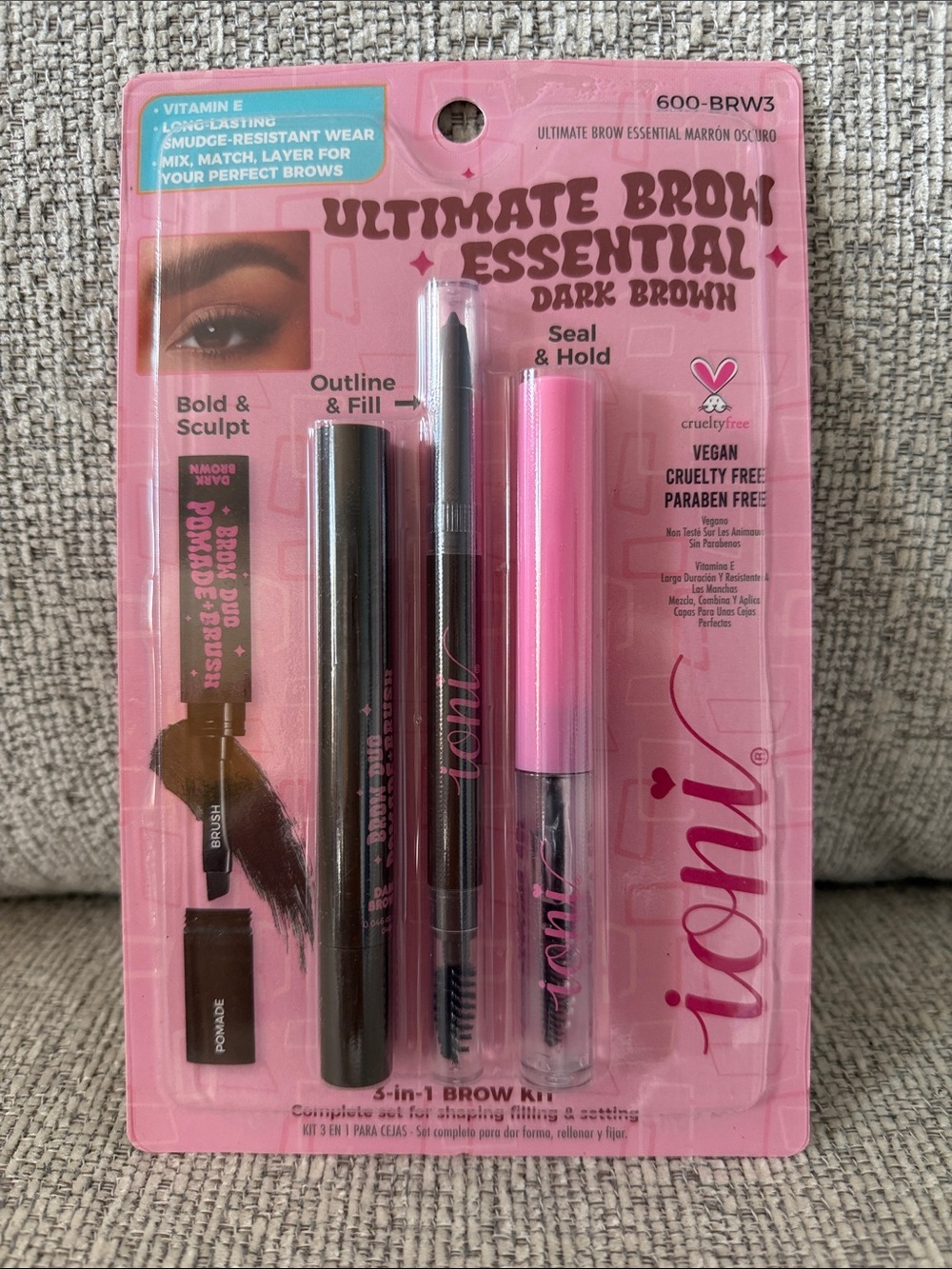 IONI Ultimate Brow Essential 3 in 1 -3 Piece Set - Dark Brown